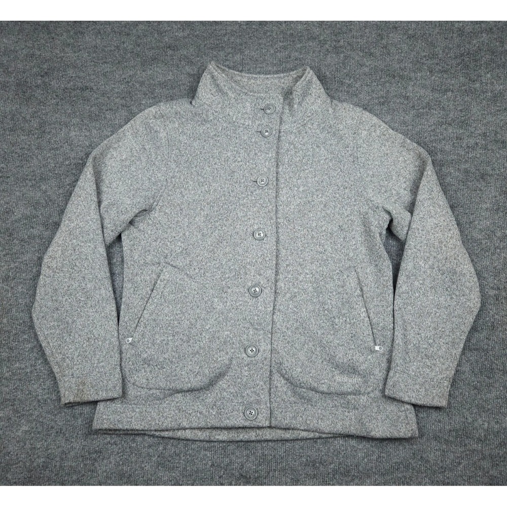 Rohan Cardigan Jacket Womens's Large Gray Button FINNIC Poly Pockets